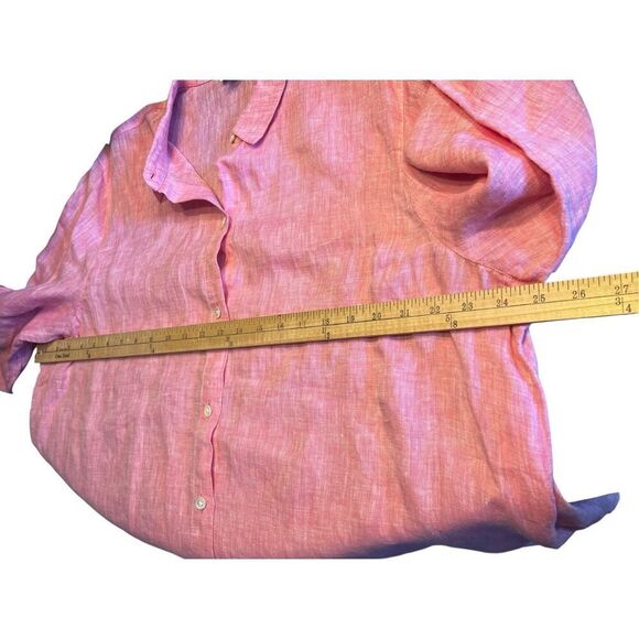 J.Jill woman’s XL 100% linen heathered pink long sleeve coastal beachy blouse - Picture 8 of 10